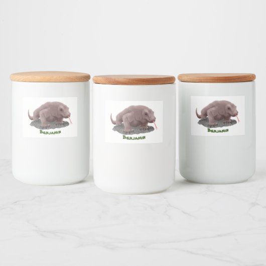 Komodo dragon illustratie voedselcontainer etiket (Flessen)