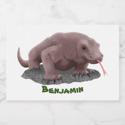 Komodo dragon illustratie voedselcontainer etiket (Enkel label)
