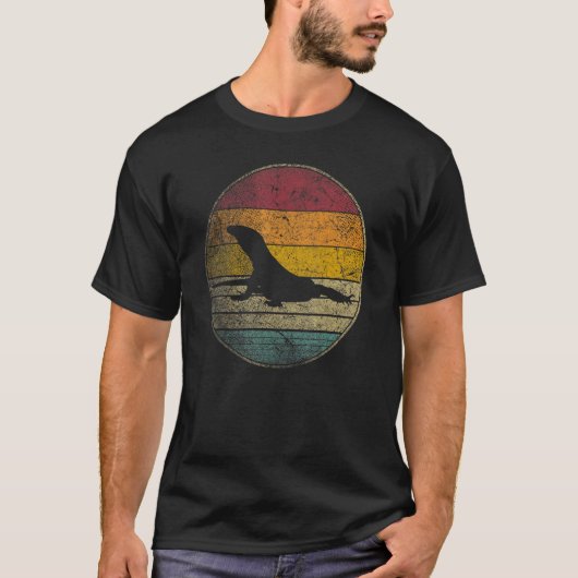 Komodo Dragon Lizard  Verstoorde Retro 70's T-shirt (Voorkant)