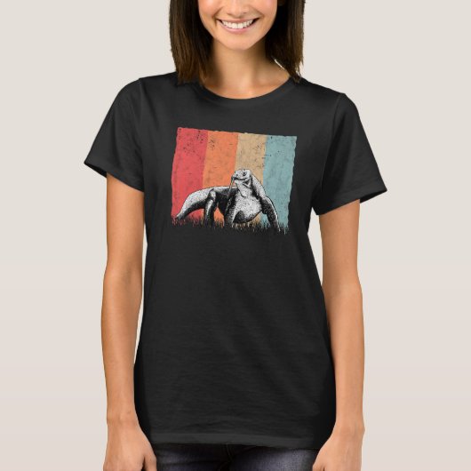 Komodo Dragon Retro Monitor Lizard T-shirt (Voorkant)