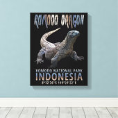 Komodo Dragon, 's werelds grootste hagedis. Canvas Afdruk (Insitu (Houten vloer))