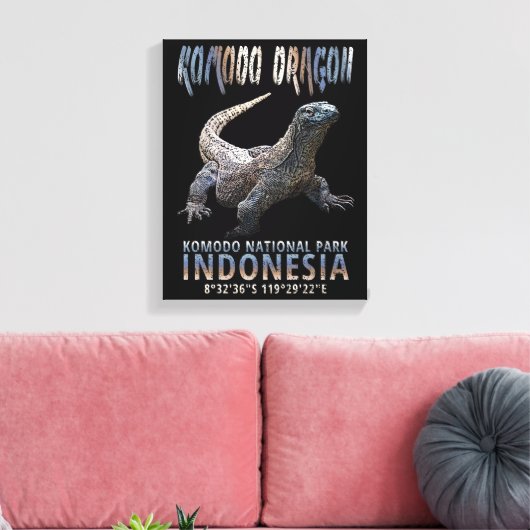 Komodo Dragon, 's werelds grootste hagedis. Canvas Afdruk (Insitu (Woonkamer))