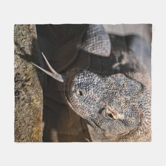 Komodo dragon toont zijn voorgekookte tong fleece deken (Voorkant (Horizontaal))