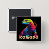 Komodo Dragon Vierkante Button 5,1 Cm (Voorkant /achterkant)