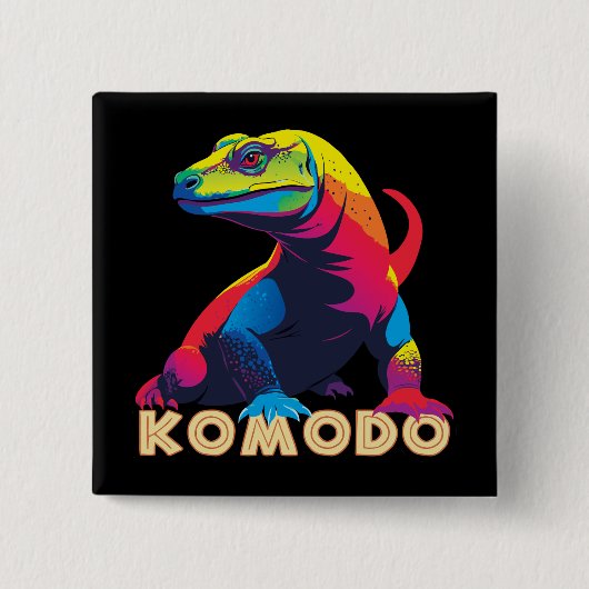 Komodo Dragon Vierkante Button 5,1 Cm (Voorkant)