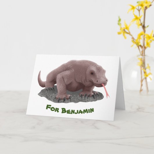Komodo-drakenillustratie Kaart (Gele Bloem)