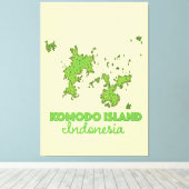 Komodo eiland Indonesië Kaart Canvas Afdruk (Insitu (Houten vloer))