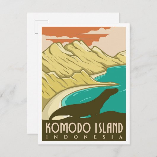 Komodo Island Indonesië Vintage Travel Briefkaart (Voorkant / Achterkant)