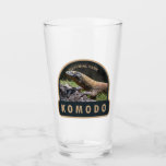 Komodo Nationaal Park Indonesië Vintage Glas<br><div class="desc">Komodo vectorkunstwerk ontwerp. Het park is een nationaal park in Indonesië dat gelegen is op de eilanden van de Lesser Sunda in het grensgebied tussen de provincies Oost-Nusa Tenggara en West-Nusa Tenggara.</div>