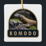 Komodo Nationaal Park Indonesië Vintage Keramisch Ornament<br><div class="desc">Komodo vectorkunstwerk ontwerp. Het park is een nationaal park in Indonesië dat gelegen is op de eilanden van de Lesser Sunda in het grensgebied tussen de provincies Oost-Nusa Tenggara en West-Nusa Tenggara.</div>