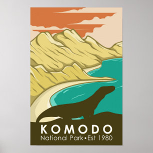 Komodo Nationaal Park Indonesië Vintage Poster