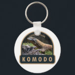 Komodo Nationaal Park Indonesië Vintage Sleutelhanger<br><div class="desc">Komodo vectorkunstwerk ontwerp. Het park is een nationaal park in Indonesië dat gelegen is op de eilanden van de Lesser Sunda in het grensgebied tussen de provincies Oost-Nusa Tenggara en West-Nusa Tenggara.</div>