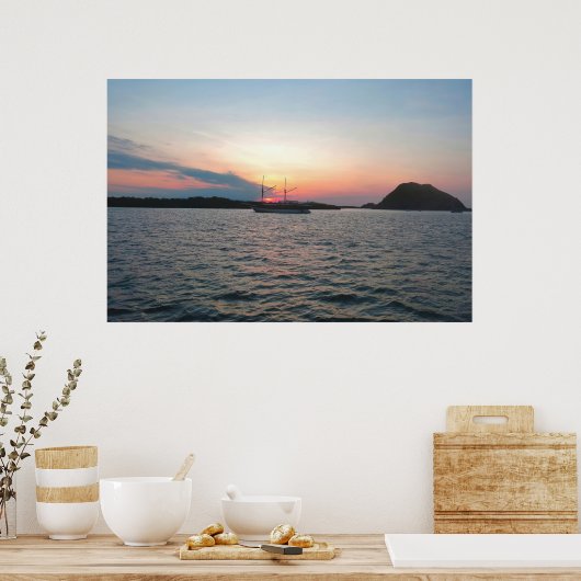 Komodo Ship en Sunset Poster (Keuken)