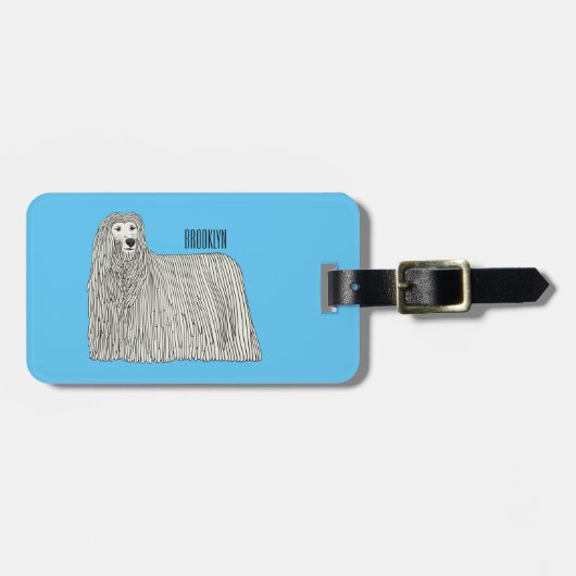 Komondor cartoon illustratie bagagelabel (Voorkant horizontaal)