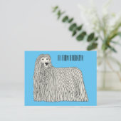 Komondor cartoon illustratie briefkaart (Staand voorkant)