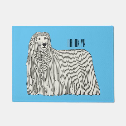 Komondor cartoon illustratie deurmat (Voorkant)