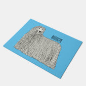 Komondor cartoon illustratie deurmat (Schuin)