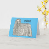 Komondor cartoon illustratie kaart (Gele Bloem)