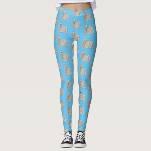 Komondor cartoon illustratie leggings (Voorkant)