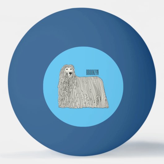 Komondor cartoon illustratie pingpongbal (Voorkant)