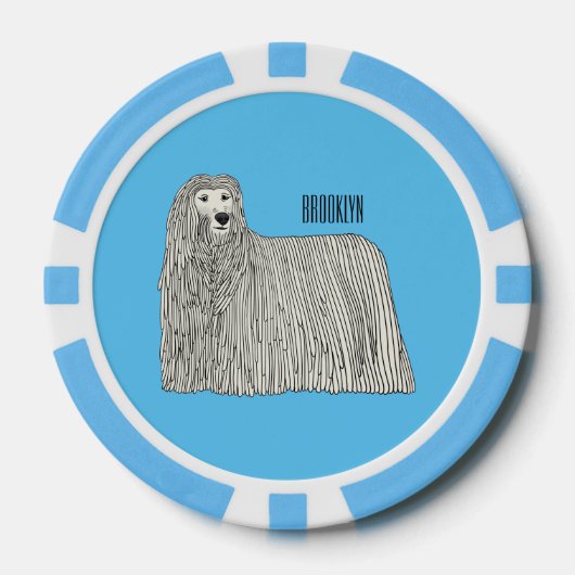 Komondor cartoon illustratie poker chips (Voorkant)