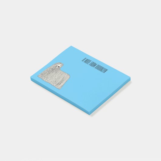 Komondor cartoon illustratie post-it® notes (Schuin)