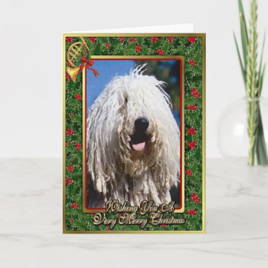 Komondor Dog Blank Christmas Kaart (Voorkant)
