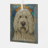 Komondor Dog "Glas in lood" Glas Ornament (Voorkant links)