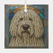 Komondor Dog "Glas in lood" Glas Ornament (Voorkant)