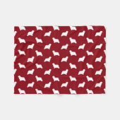 Komondor Dog Silhouettes Pattern Red en White Fleece Deken (Voorkant (Horizontaal))