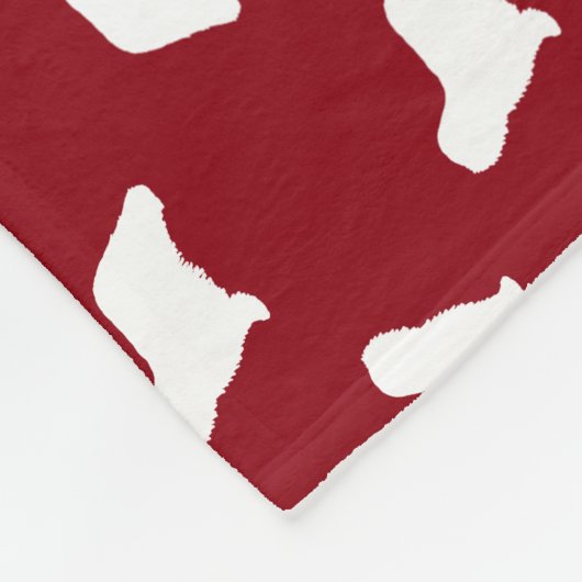 Komondor Dog Silhouettes Pattern Red en White Fleece Deken (Hoek)