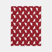 Komondor Dog Silhouettes Pattern Red en White Fleece Deken (Voorkant)