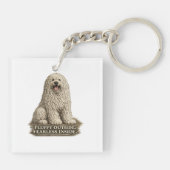 Komondor – Fluffy van buiten, onbevreesd van binne Sleutelhanger (Achterkant)