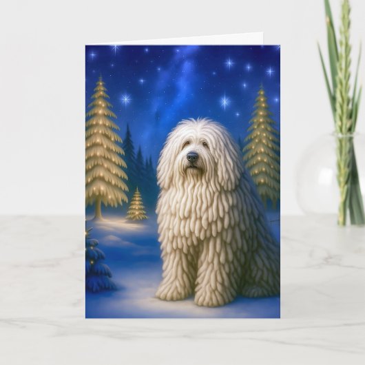 Komondor Holiday Card Feestdagen Kaart (Voorkant)
