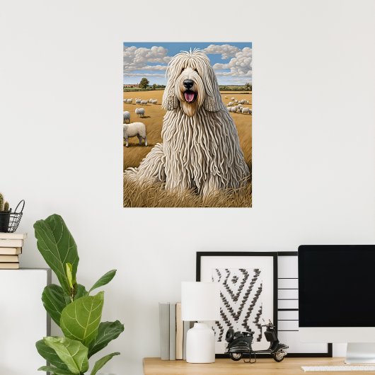 Komondor - Hond Art Print (Thuiskantoor)