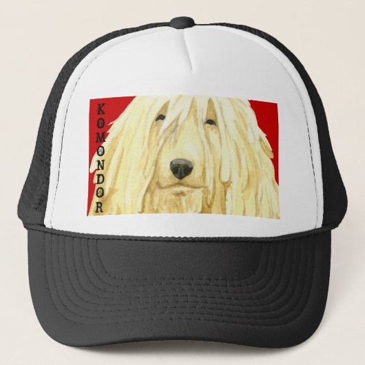 Komondor kleurenblok trucker pet (Voorkant)