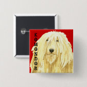Komondor kleurenblok vierkante button 5,1 cm (Voorkant /achterkant)