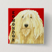 Komondor kleurenblok vierkante button 5,1 cm (Voorkant)