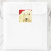 Komondor kleurenblok vierkante sticker (Tas)