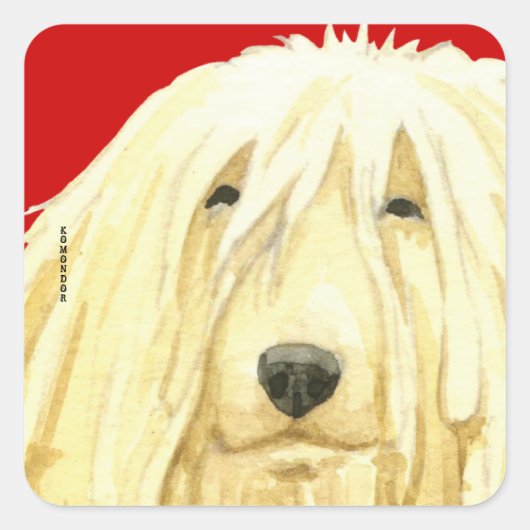 Komondor kleurenblok vierkante sticker (Voorkant)