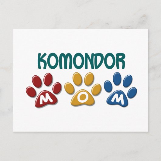 KOMONDOR Mam Paw Print 1 Briefkaart (Voorkant)