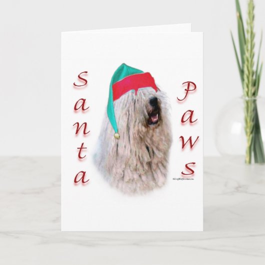 Komondor Santa Paws Feestdagen Kaart (Voorkant)