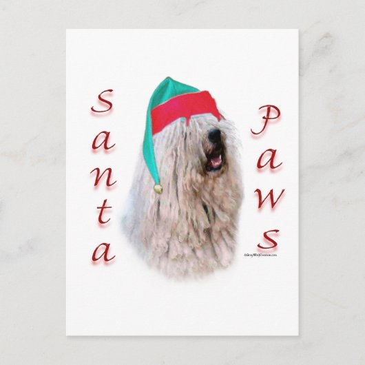 Komondor Santa Paws Feestdagenkaart (Voorkant)