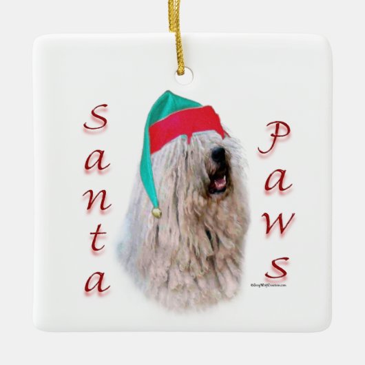 Komondor Santa Paws Keramisch Ornament (Voorkant)
