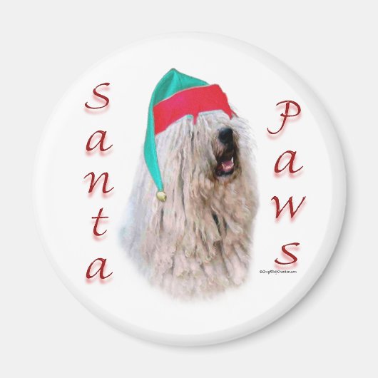 Komondor Santa Paws Magneet (Voorkant)