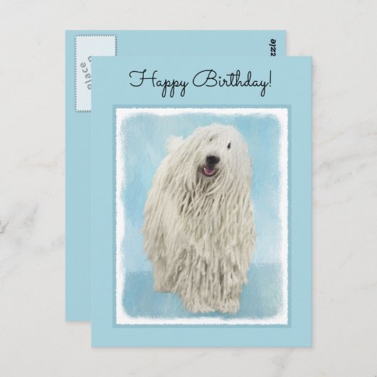 Komondor schilderen - Kute Original Dog Art Briefkaart (Voorkant / Achterkant)
