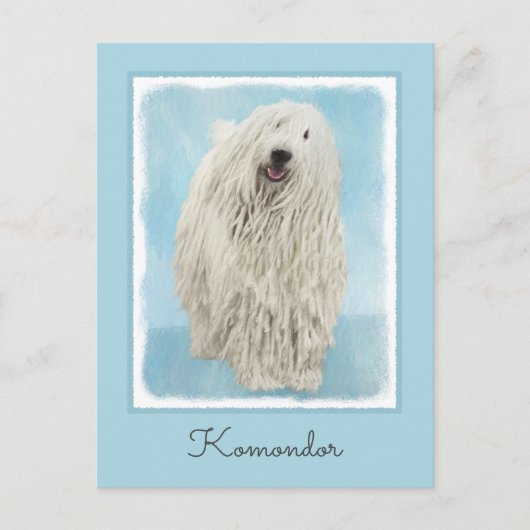 Komondor schilderen - Kute Original Dog Art Briefkaart (Voorkant)