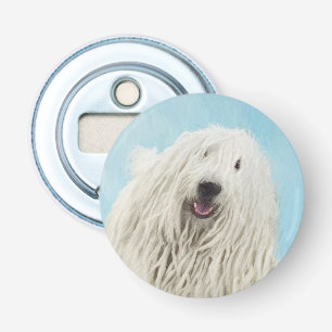 Komondor schilderen - Kute Original Dog Art Button Flesopener