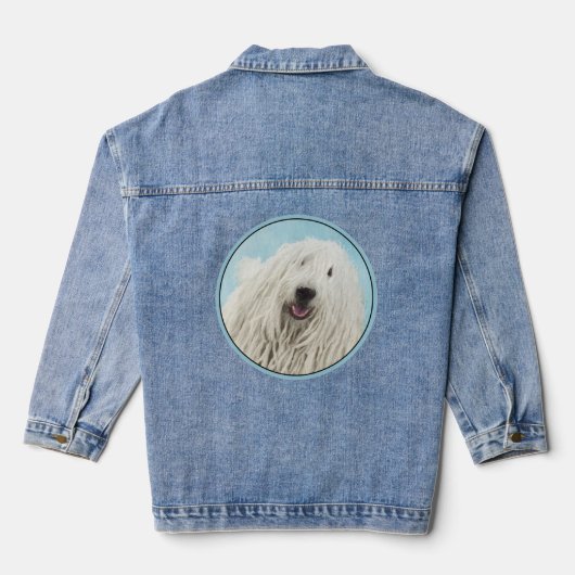Komondor schilderen - Kute Original Dog Art Denim Jacket (Achterkant)