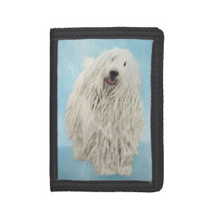 Komondor schilderen - Kute Original Dog Art Drievoud Portemonnee